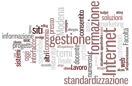 tagcloud creata con Wordle